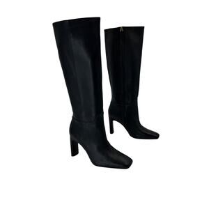 Franco Sarto Flexa High Square Toe Tall Boot Knee Black Leather
